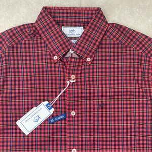 Southern Tide Coastal Passage Men's Long Sleeve Plaid Shirt Red Black NEW $120